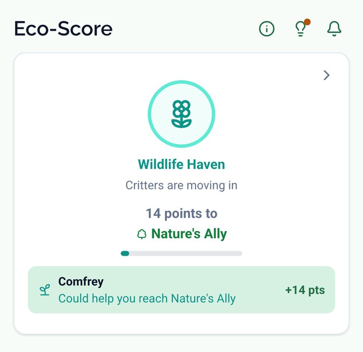 A garden's rank, with the points to the next level