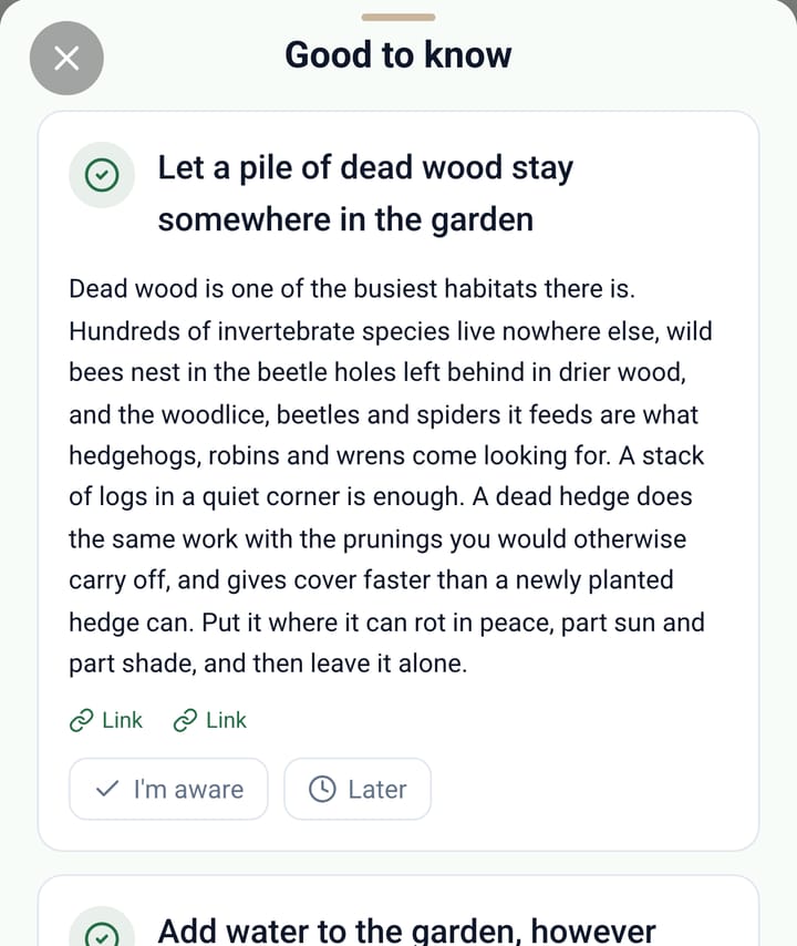 Advice under Good to know