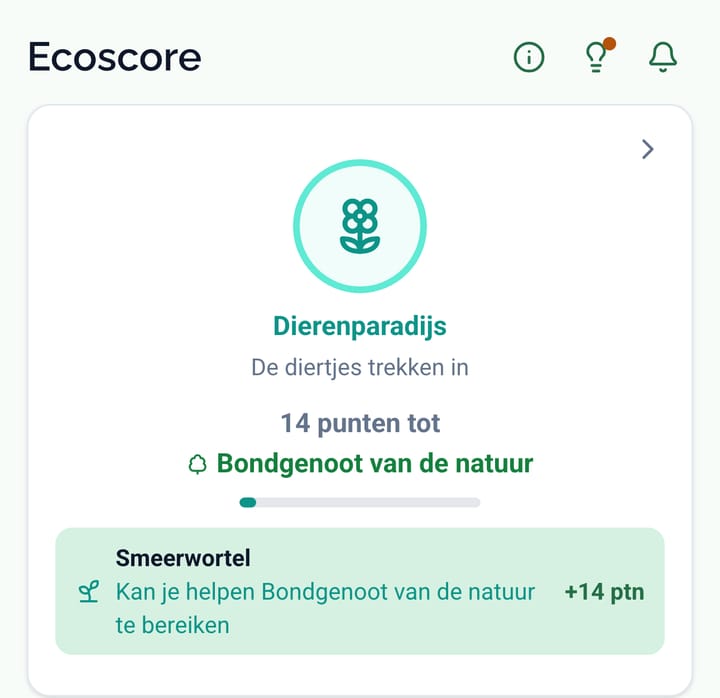 De Ecoscore-badge met de punten tot het volgende niveau