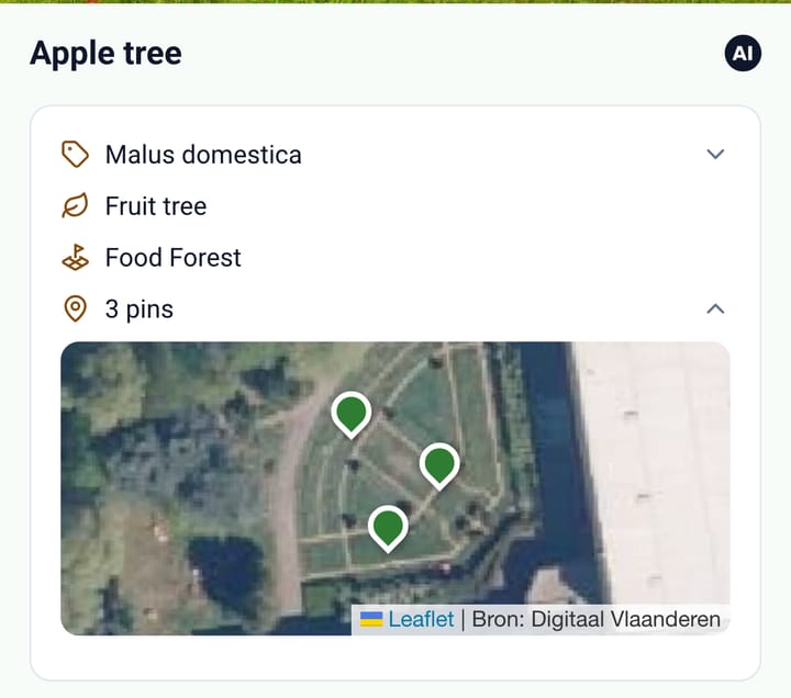 A plant with three pins on the map