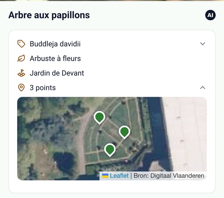 Une plante avec trois points sur la carte