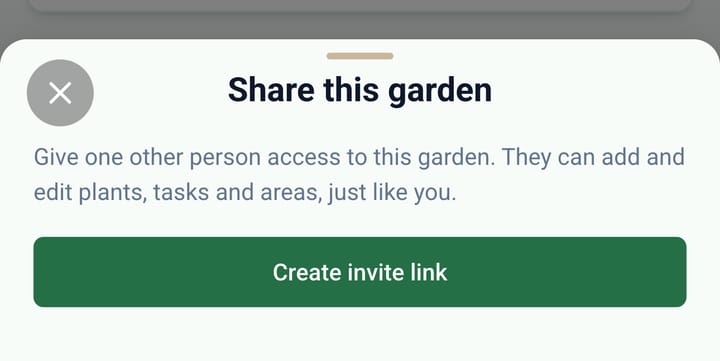 The screen for sharing your garden