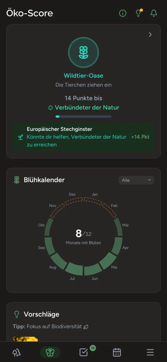 Gardiflora-App zeigt Öko-Score einer Pflanze mit Biodiversitätswirkung