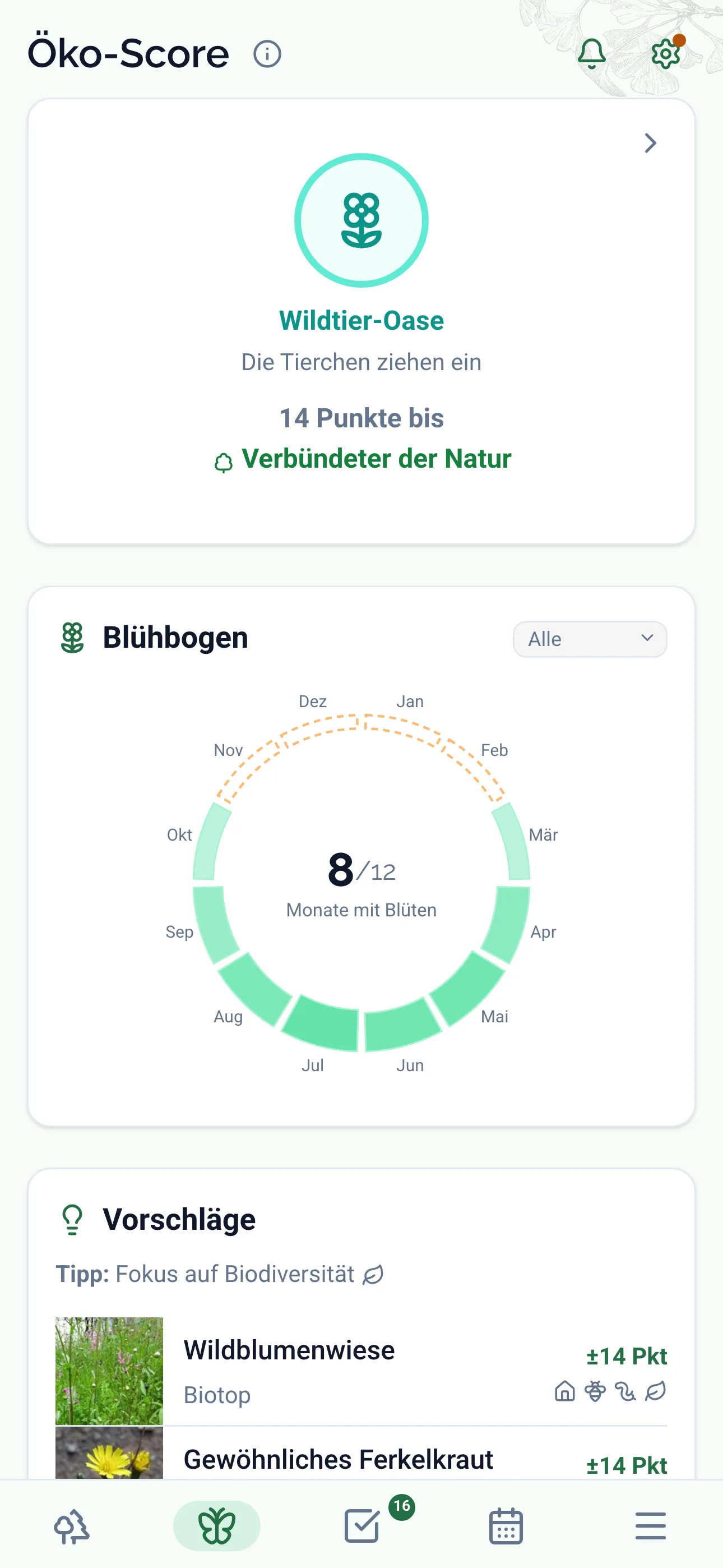 Gardiflora-App zeigt Öko-Score einer Pflanze mit Biodiversitätswirkung