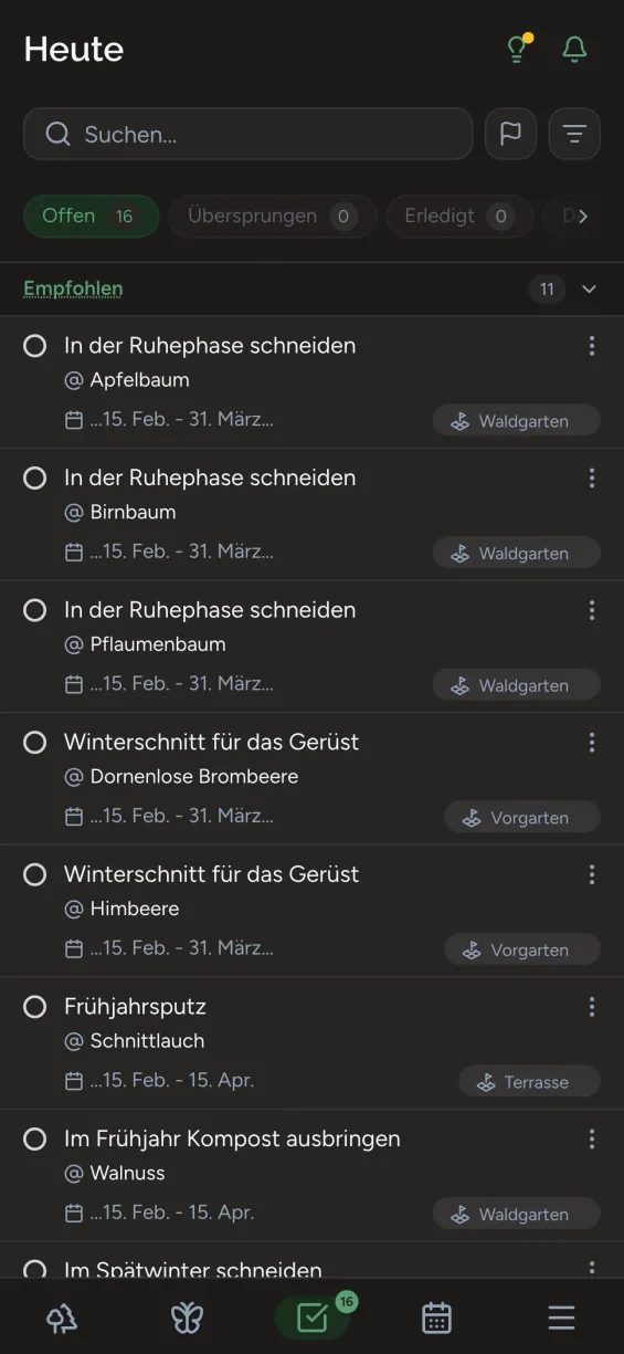 Gardiflora-App zeigt saisonale Gartenaufgaben
