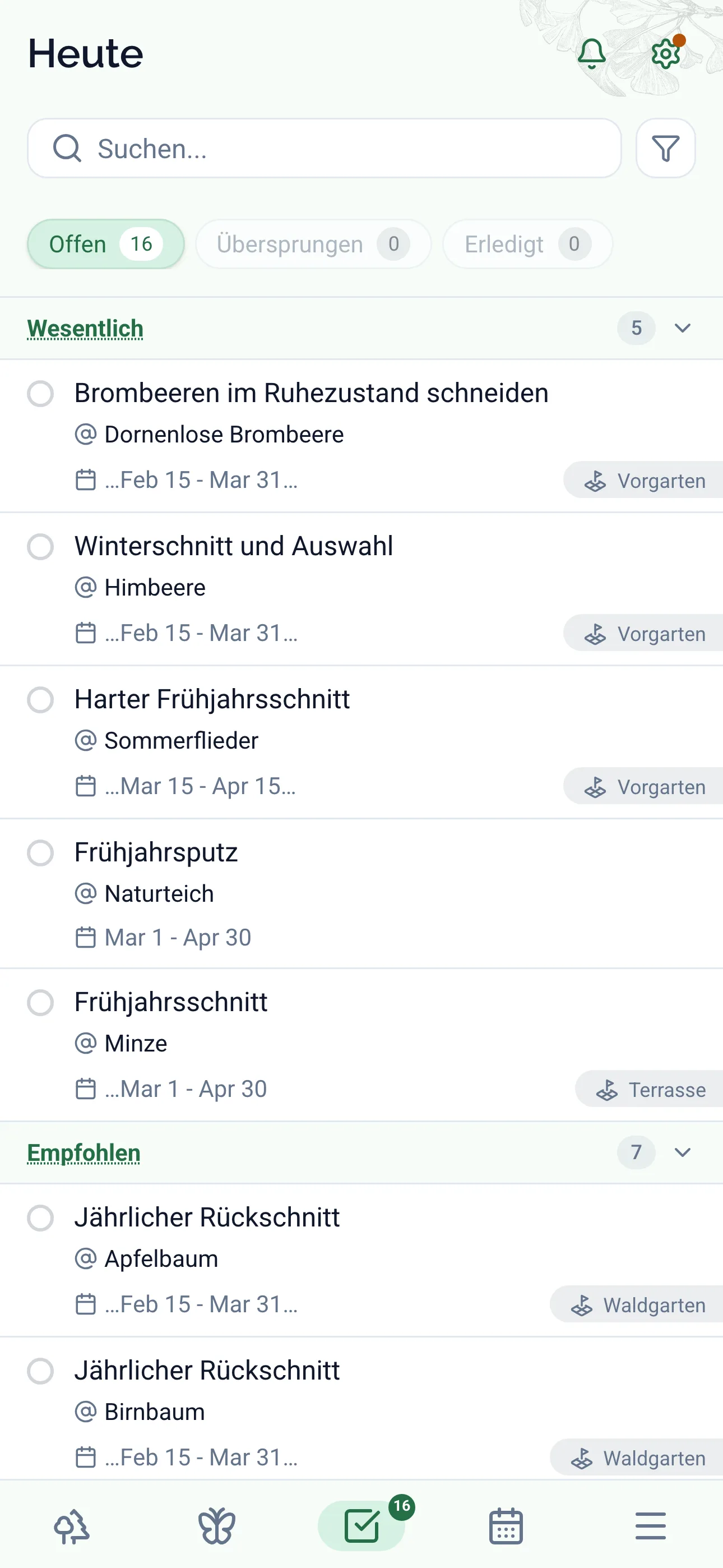 Gardiflora-App zeigt saisonale Gartenaufgaben